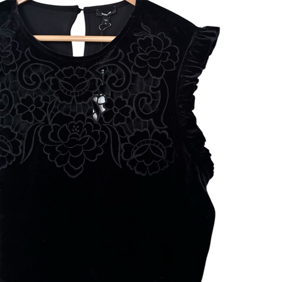 Express Tops - NWT Express Black Velvet Floral Lace Sleeveless Blouse